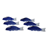 6 porcelain koi carp chopstick/knife rests, China, 1960s-1980s