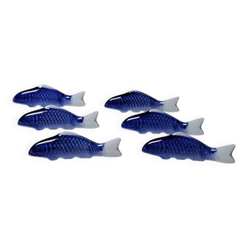 6 porte-baguettes/couteaux carpes koï en porcelaine, Chine, années 1960-1980