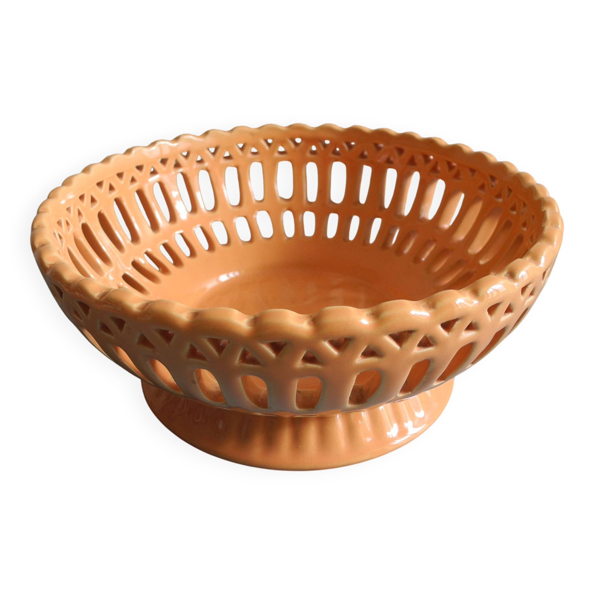 Old basket bowl earthenware vintage decorative earthenware basket