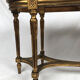 Louis XVI style piano bench, dark gilded cane wood