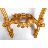 Console in Carved and Gilded Wood, Marble Top, 18th Century.