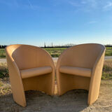 Paire de fauteuils cuir design
