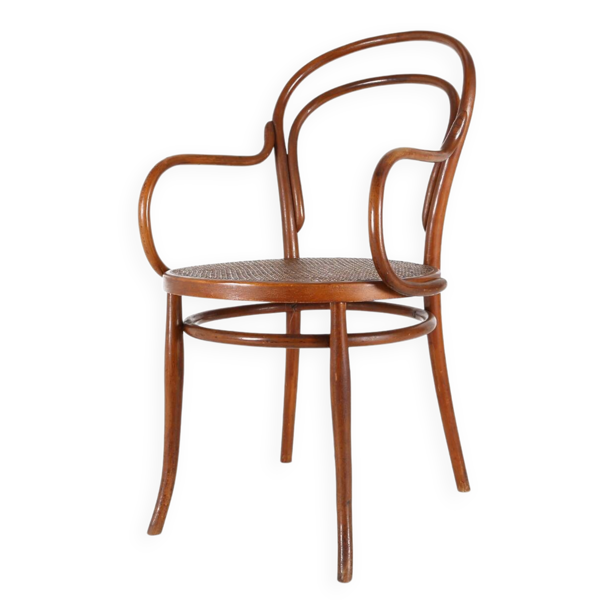 Vintage armchair in bentwood with canework, France ca. 1950