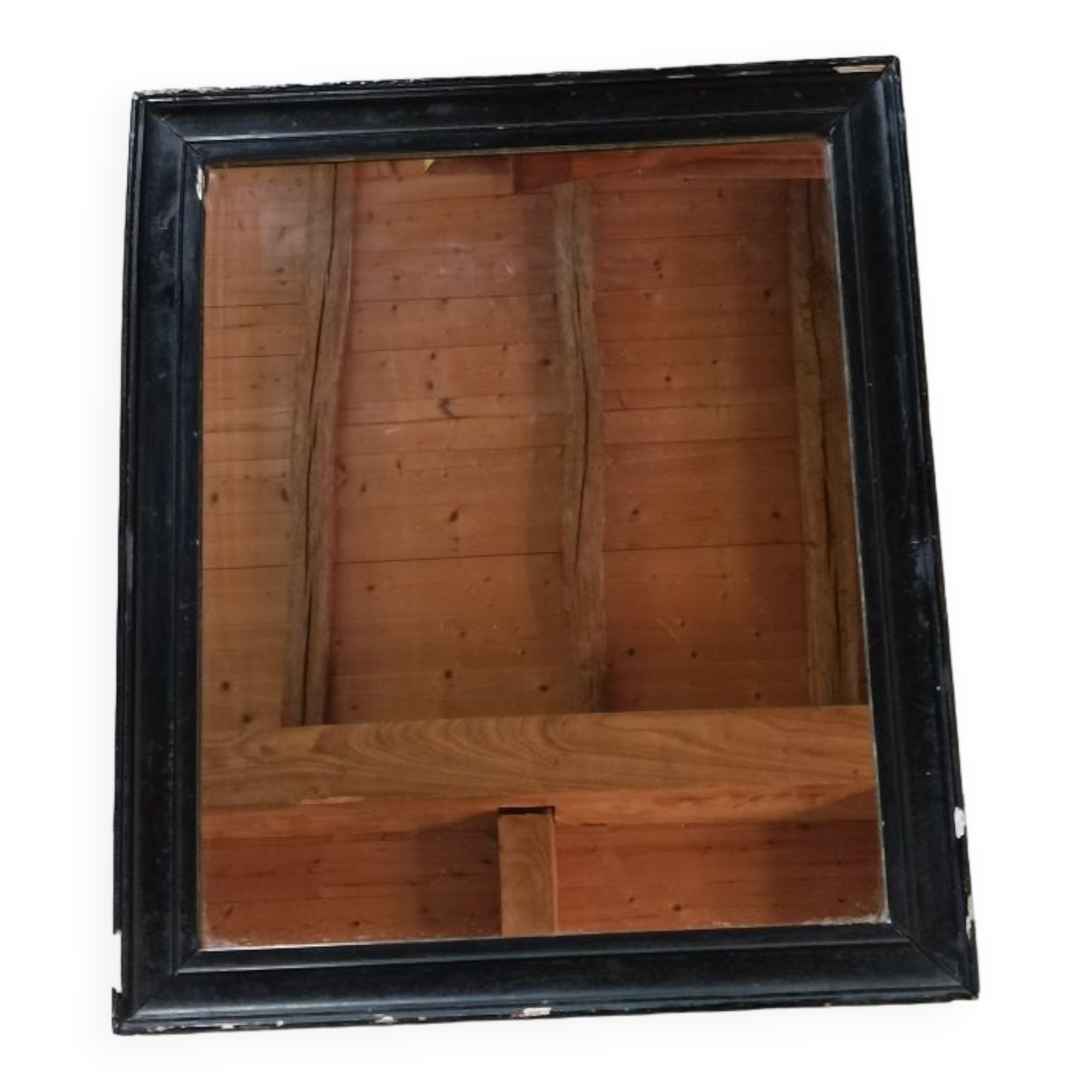 Mirror Patinated black wood frame 0923052