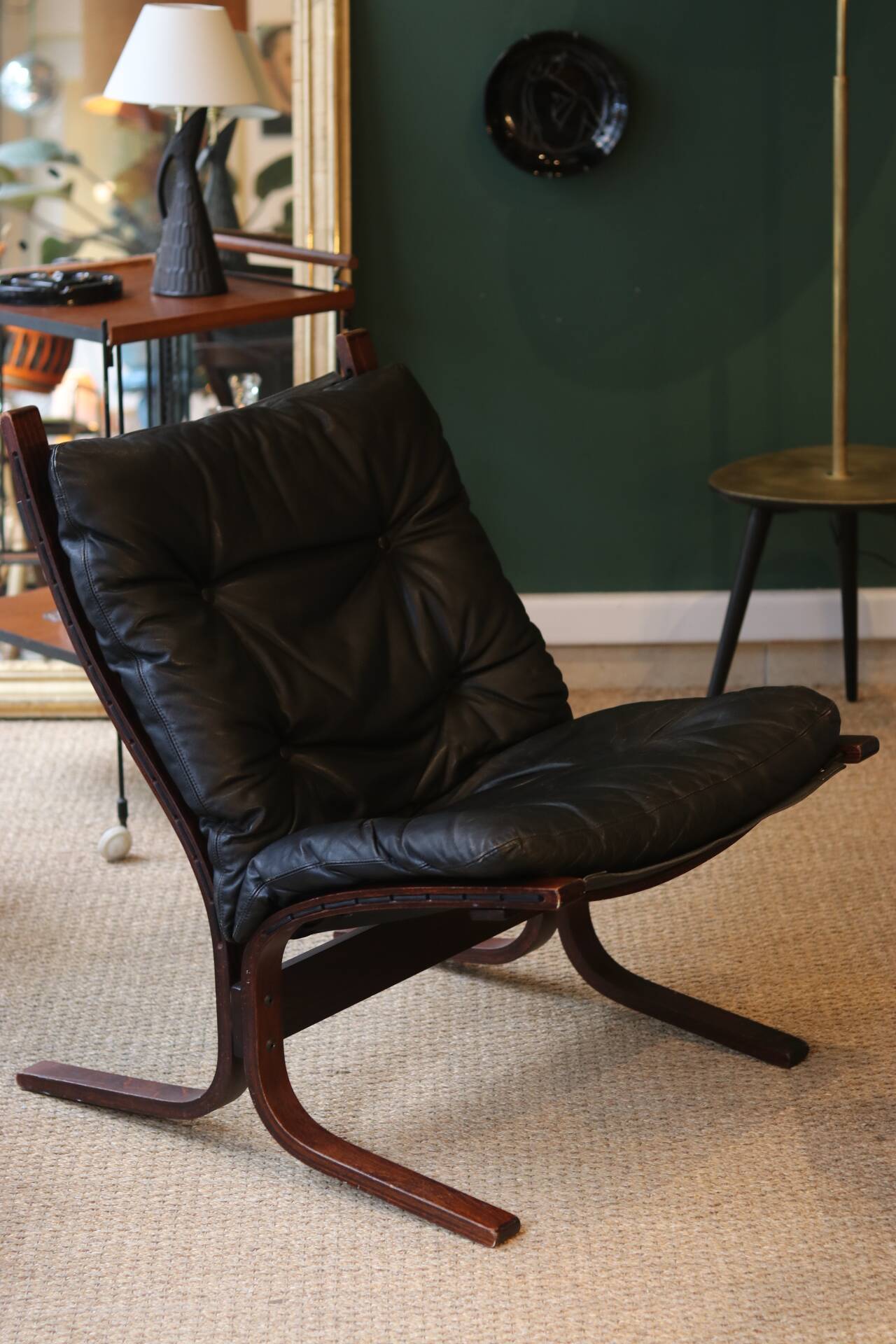 Fauteuil Siesta, Ingmar Relling, cuir noir