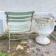 Large 19th century foldable garden armchair in wrought iron and wood