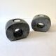 Pair of terracotta candle holders with anthracite finish, 1980s.