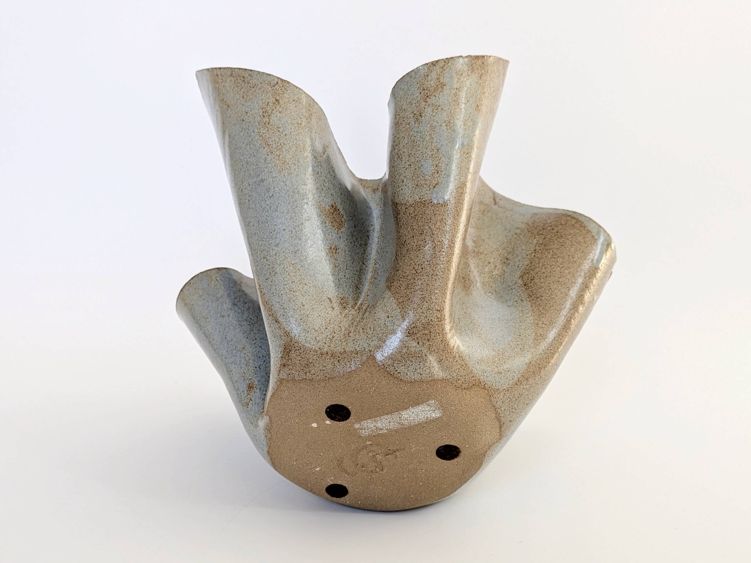Vintage Willy Guhl style folded ceramic vase, 1960s