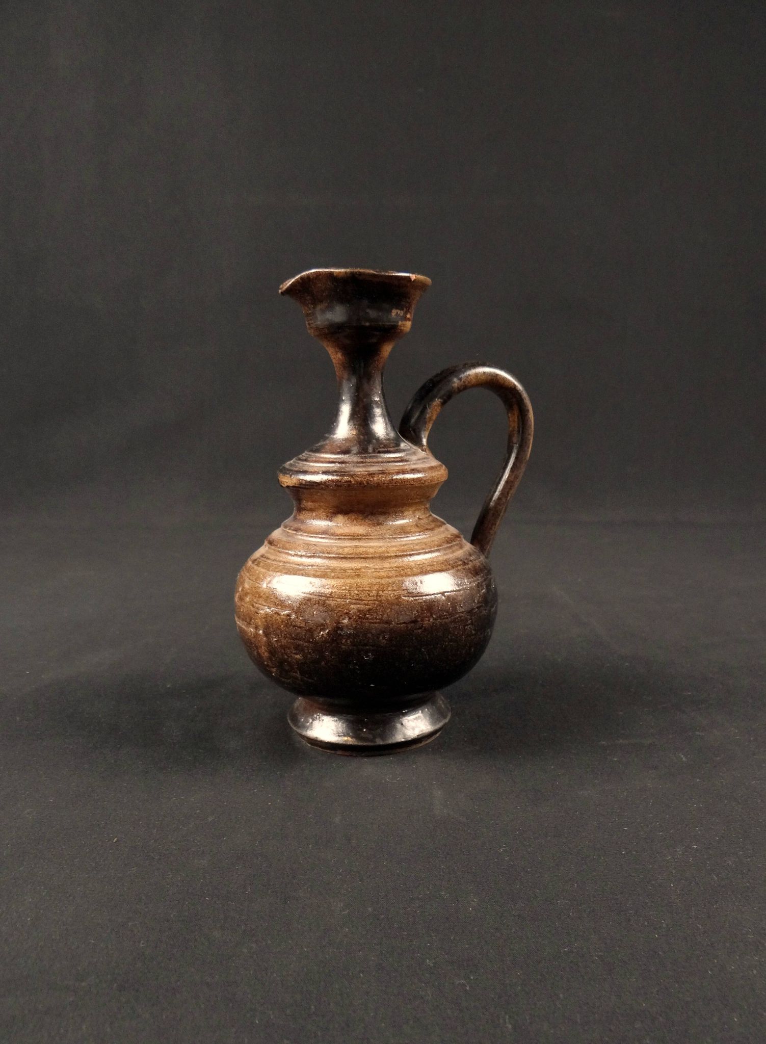 Vintage 1970s ceramic pitcher signed Jean Marais with chamotte glaze