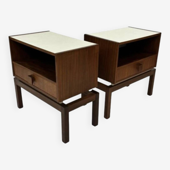 Ensemble de deux tables de chevet vintage en placage de teck, design des années 1960