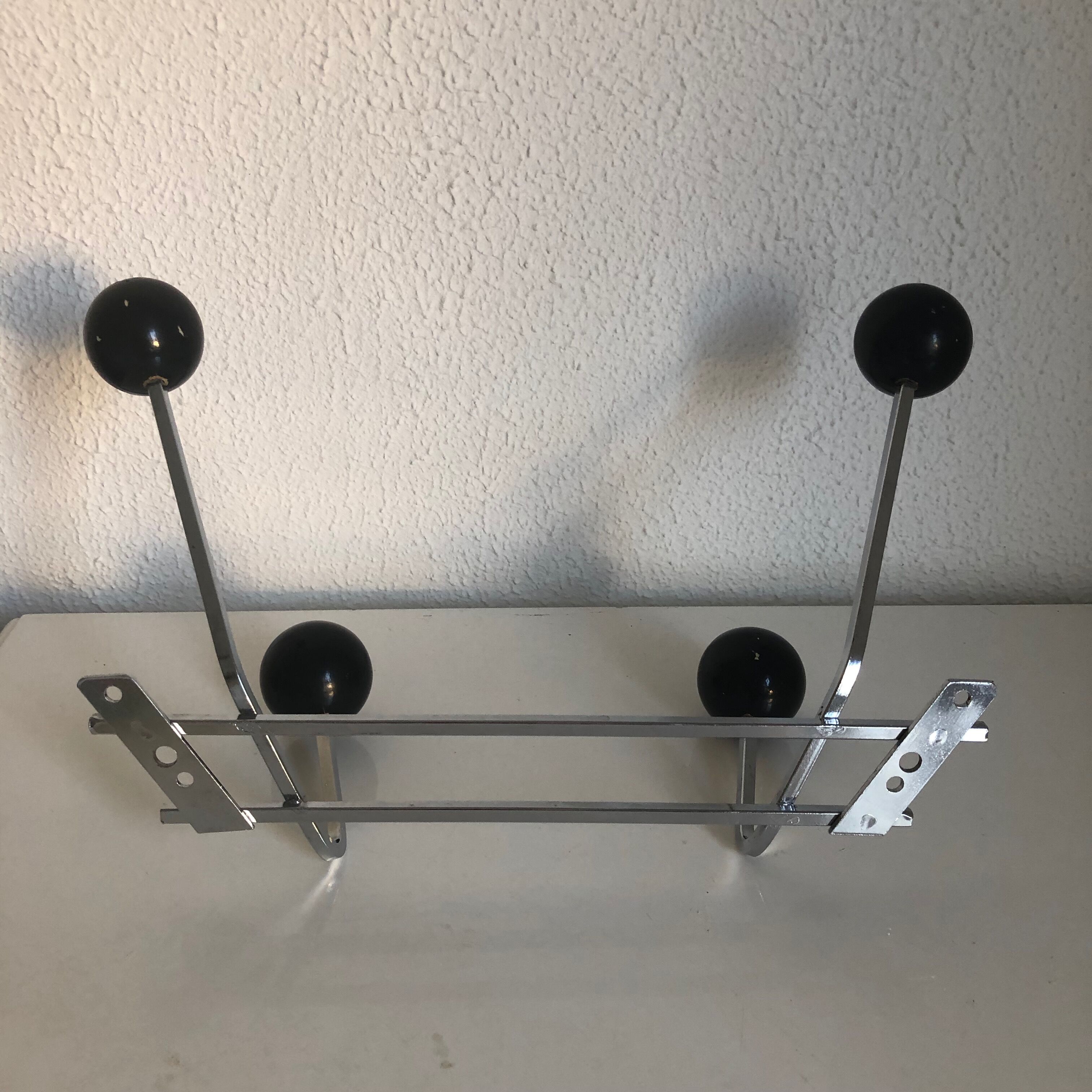 Steel coat rack 4 vintage pads 1960 - 30x18cm