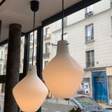 Pair of scandinavian opaline pendant lamps  1950
