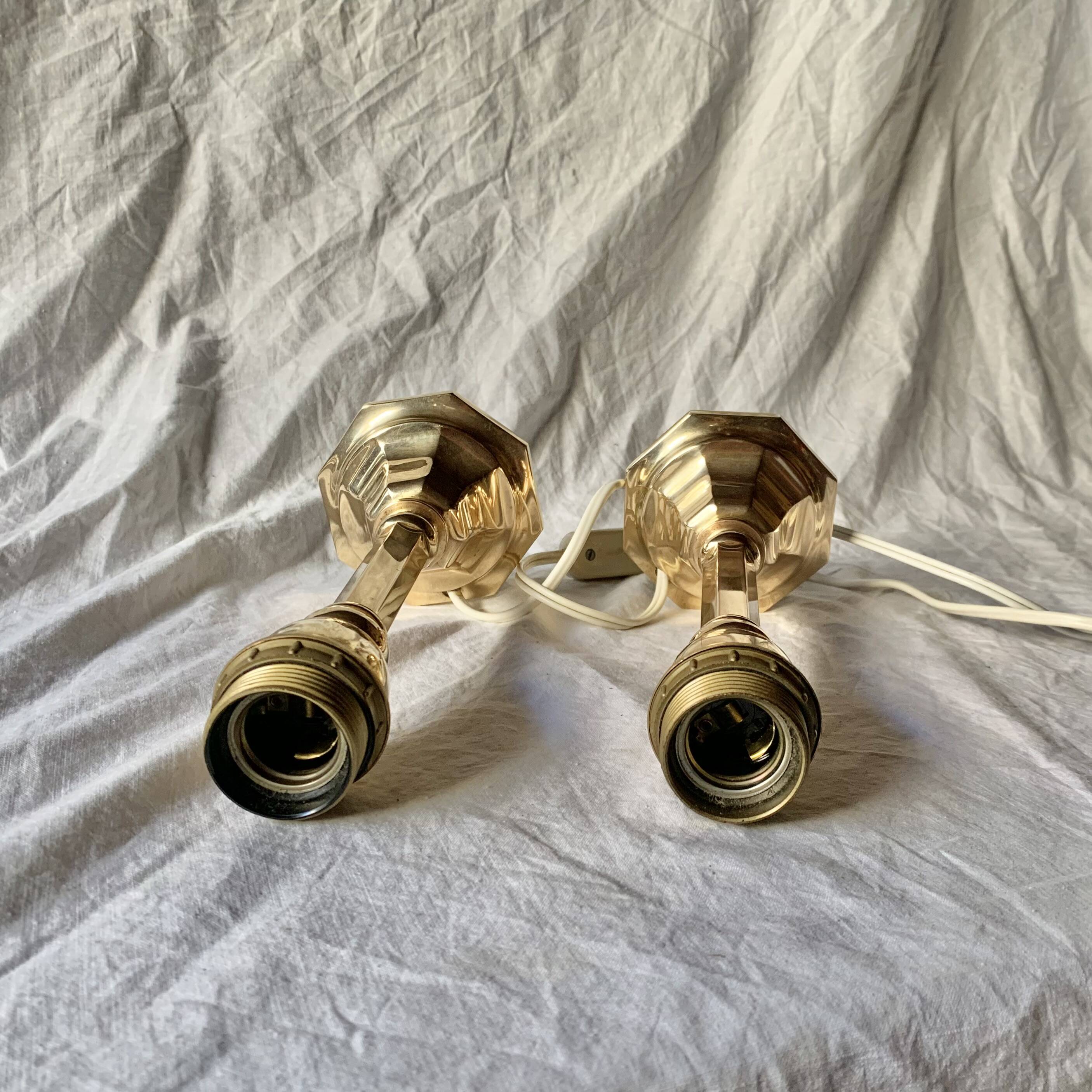 Pair of vintage brass lamp bases