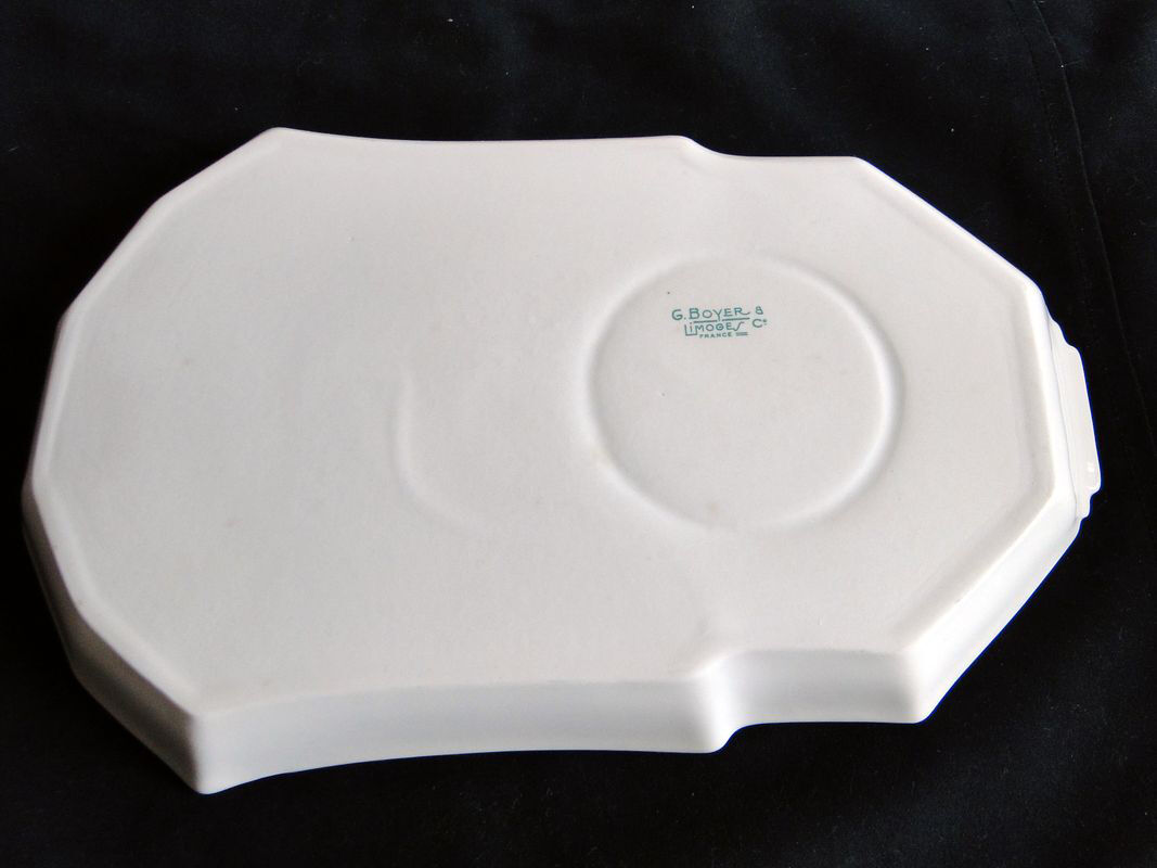 3 old saucers breakfast set porcelain limoges manufacture georges boyer xxth