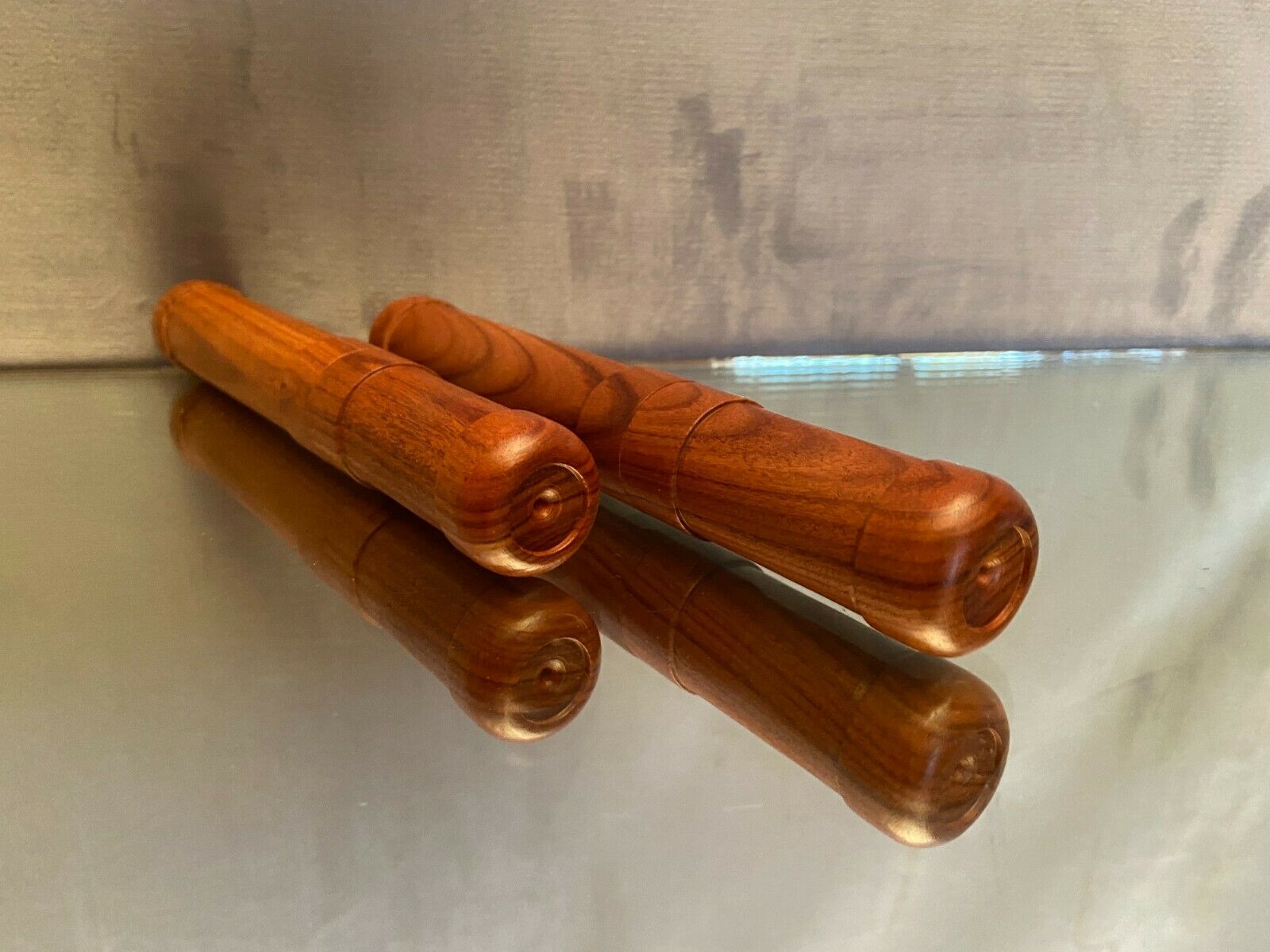 Pair of Havana cigar cases made of solid exotic wood
