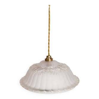Chandelier suspension, vintage frosted glass light fixture