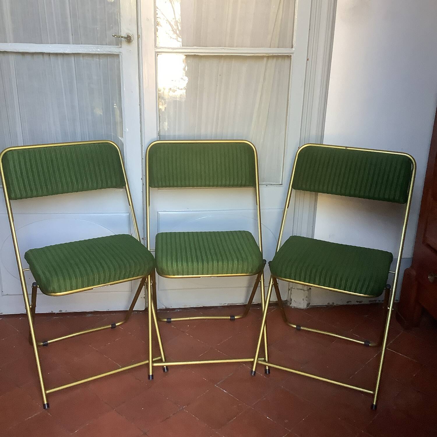Set of 3 Lafuma 1970 folding chairs