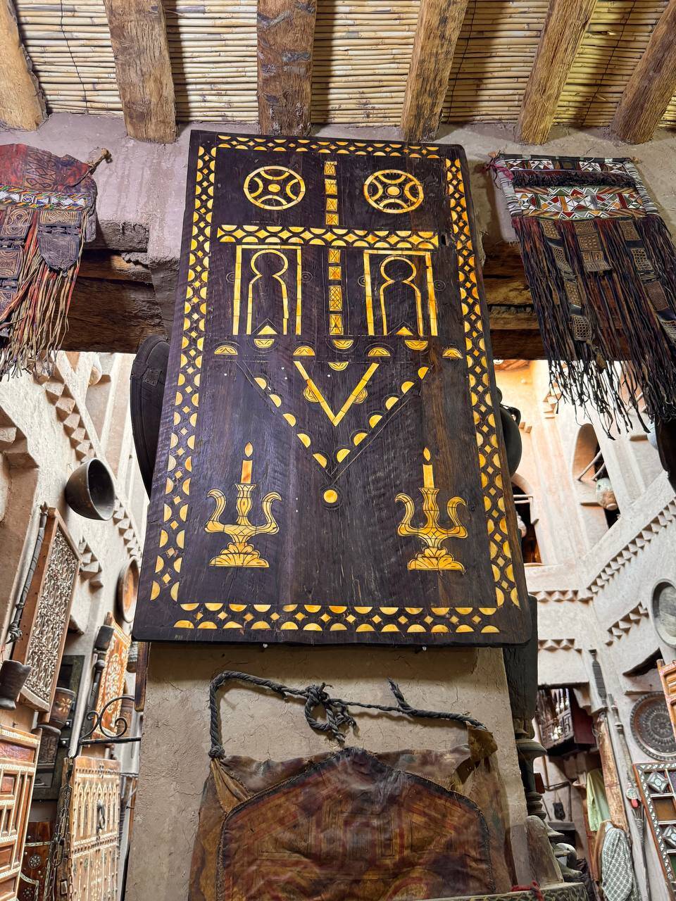 Berber heritage: ancient door decorated with camel bones