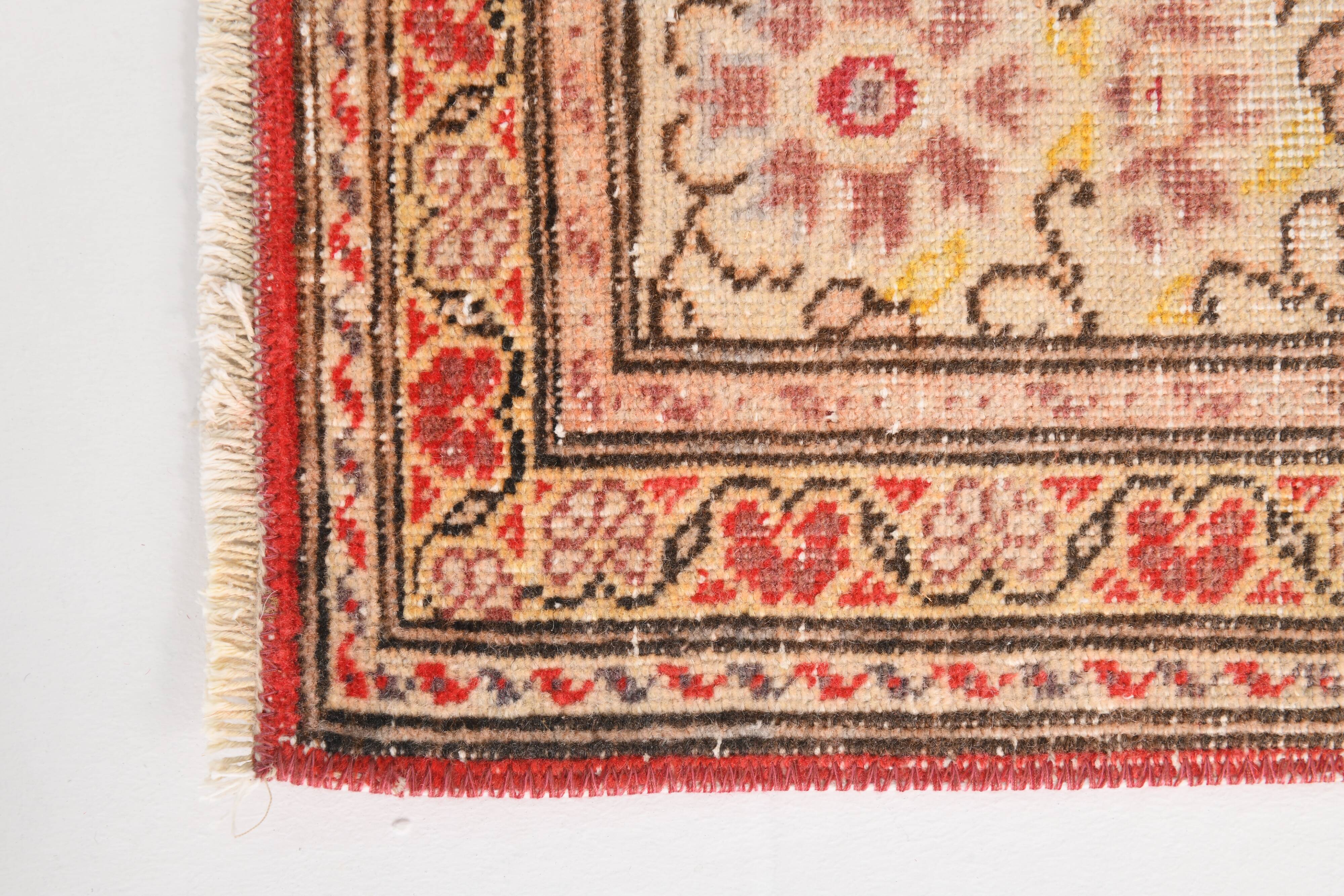 7x9 Red & Yellow Floral Persian Vintage Rug, 206x290Cm