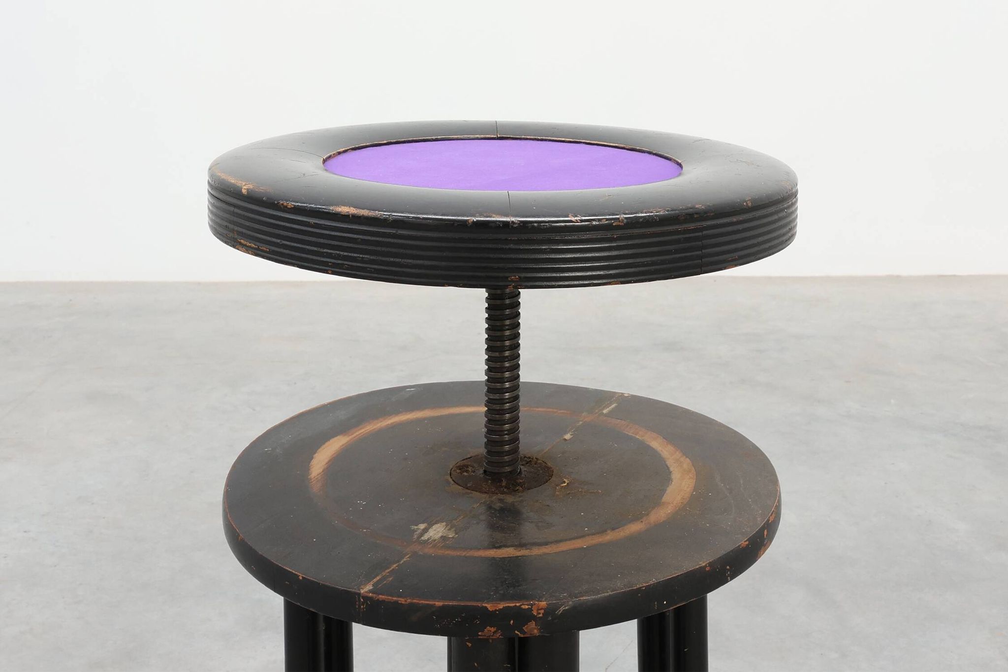 Black and purple adjustable velvet art deco piano stool, Belgium ca. 1910