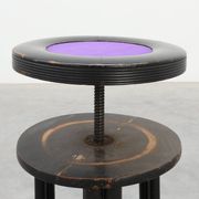 Black and purple adjustable velvet art deco piano stool, Belgium ca. 1910