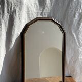 Petit miroir arrondi, cadre en bois, encadrement doré H49,5