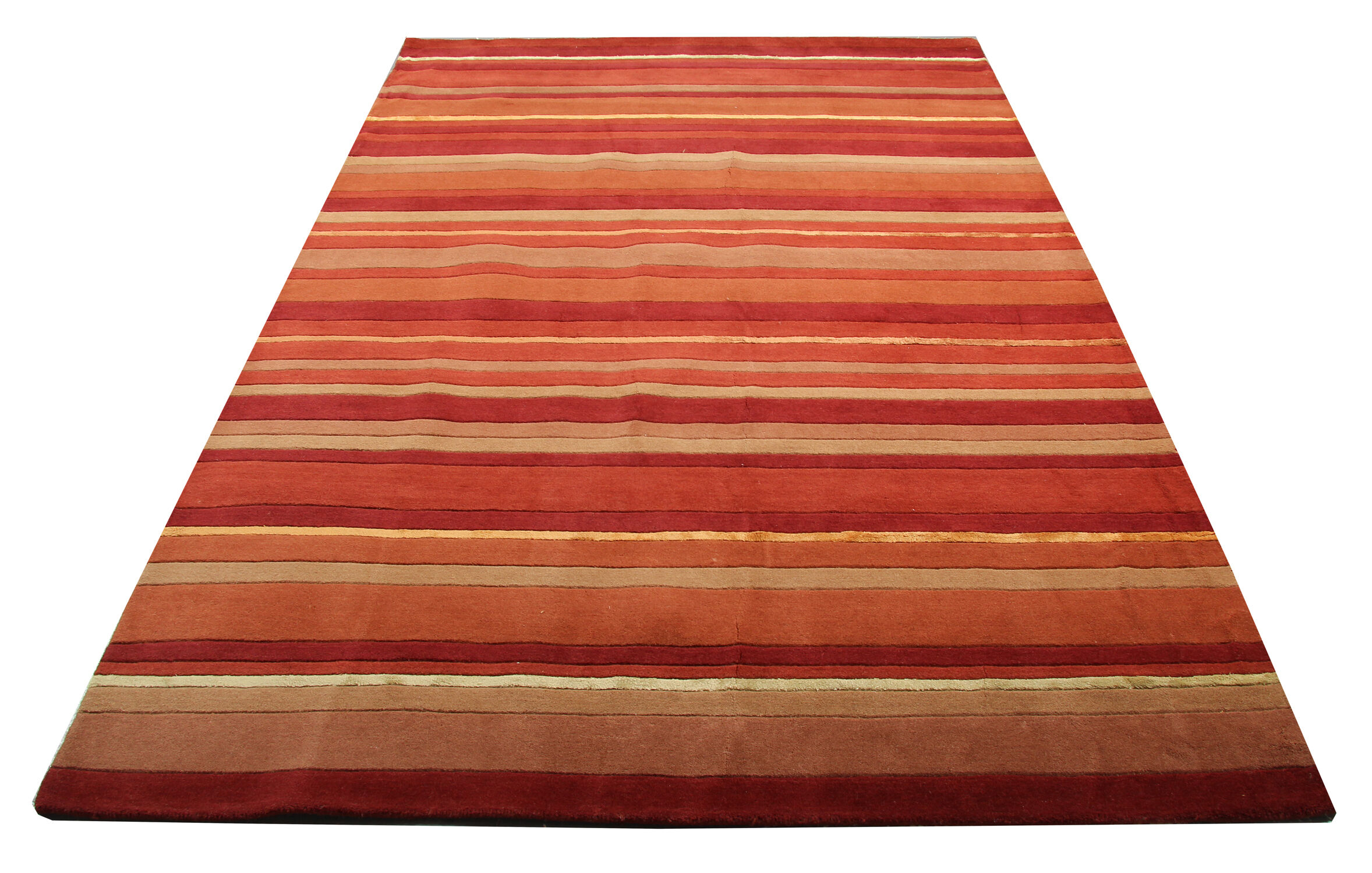 Hand woven traditional striped rug, wool red area rug- 200x290cm