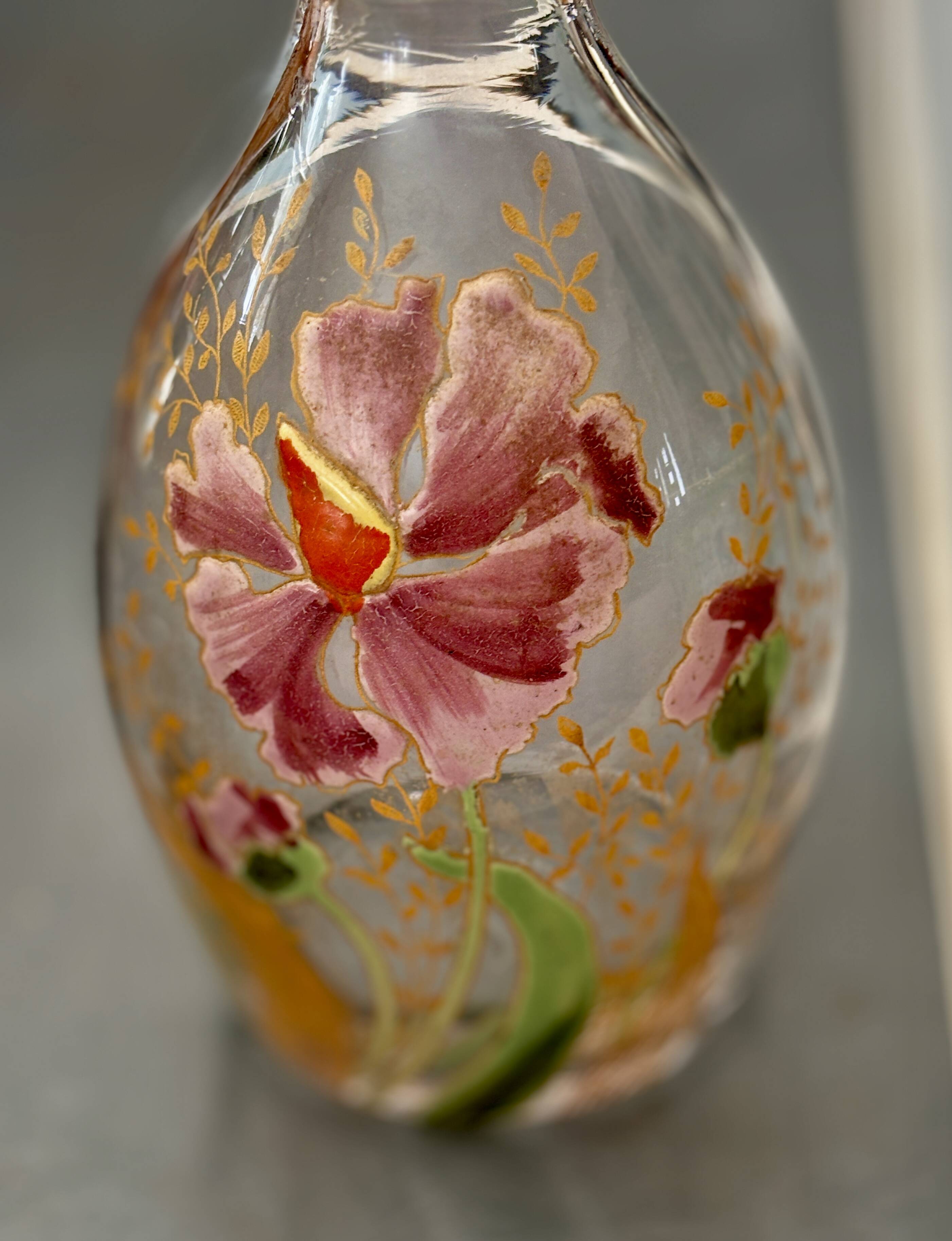 Legras carafe (1900/1910) with orchid flowers.
