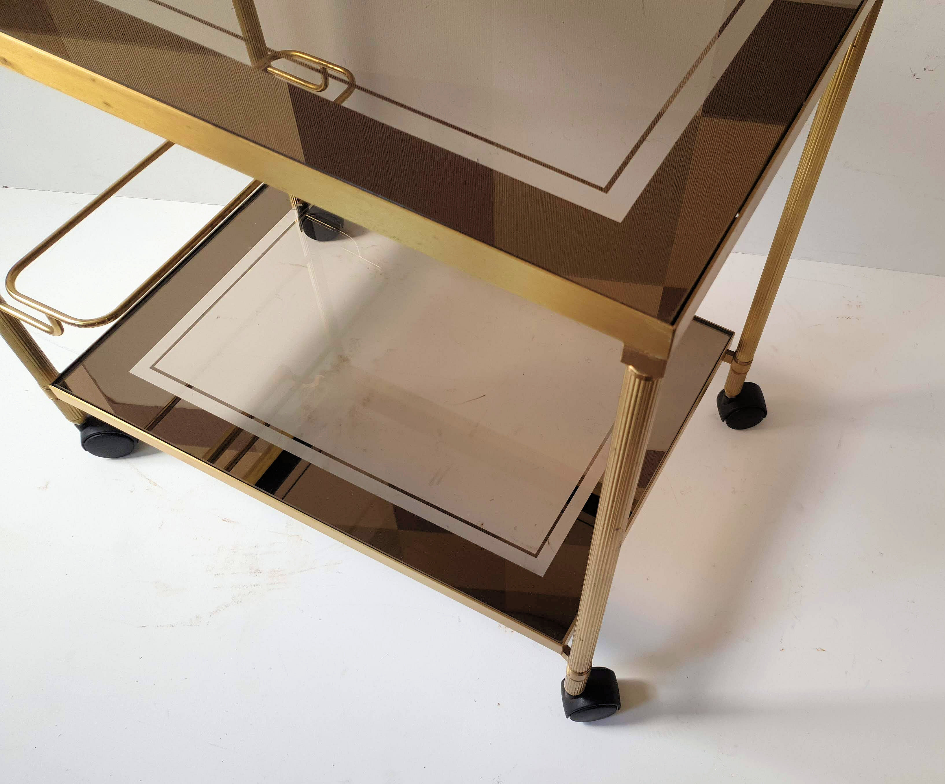Belgo Chrom serving trolley in gold metal from the 60s/70s