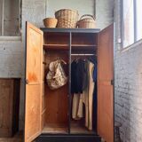Old wooden locker with black patina