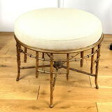 Napoleon III style ottoman in gilded metal with bamboo décor