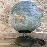 Old terrestrial globe world map perrina paris glass vintage metal foot