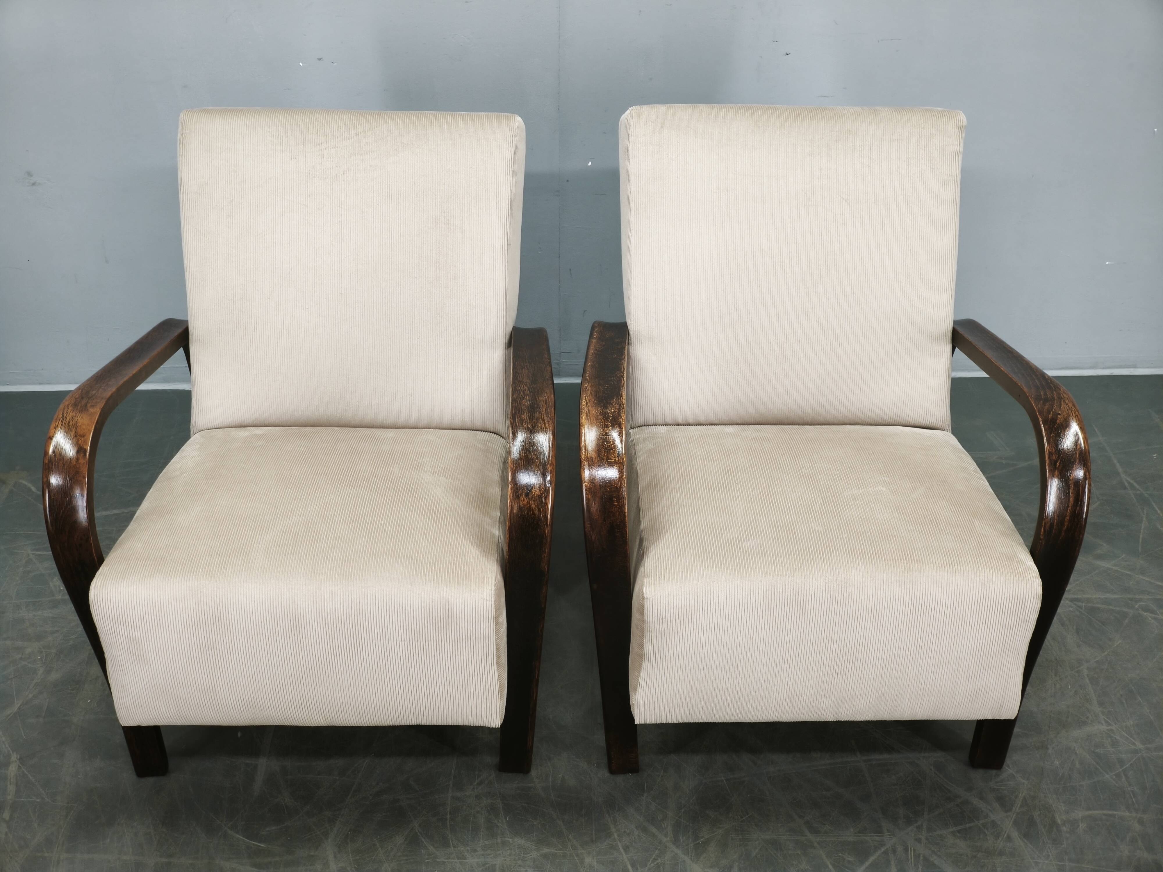 Pair of Kropáček & Kozelka Lounge Chairs for Interiér Praha, 1940s