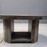 Vintage oval brutalist coffee table, 1970s