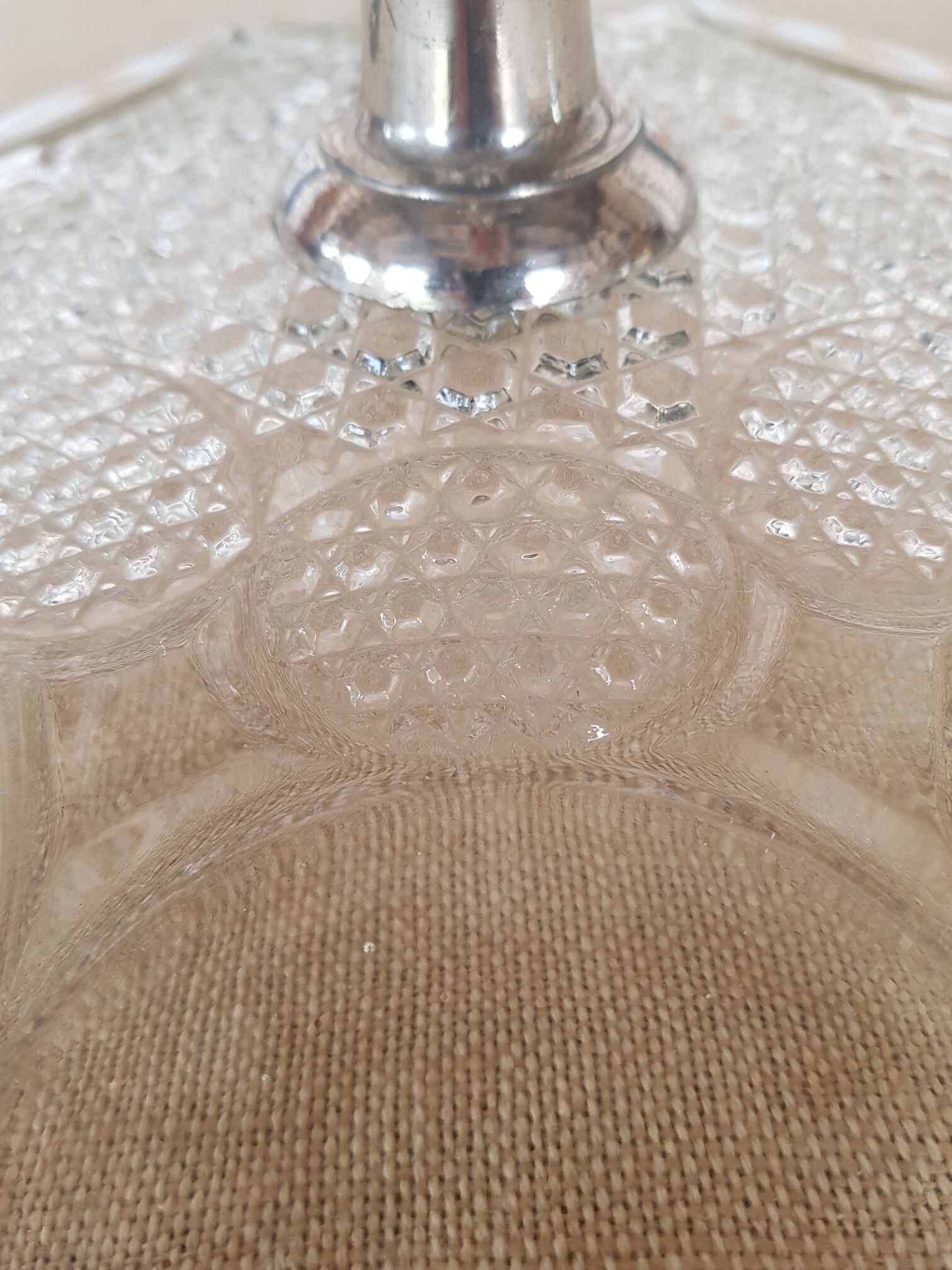 Compotier standing cut glass silver metal art deco