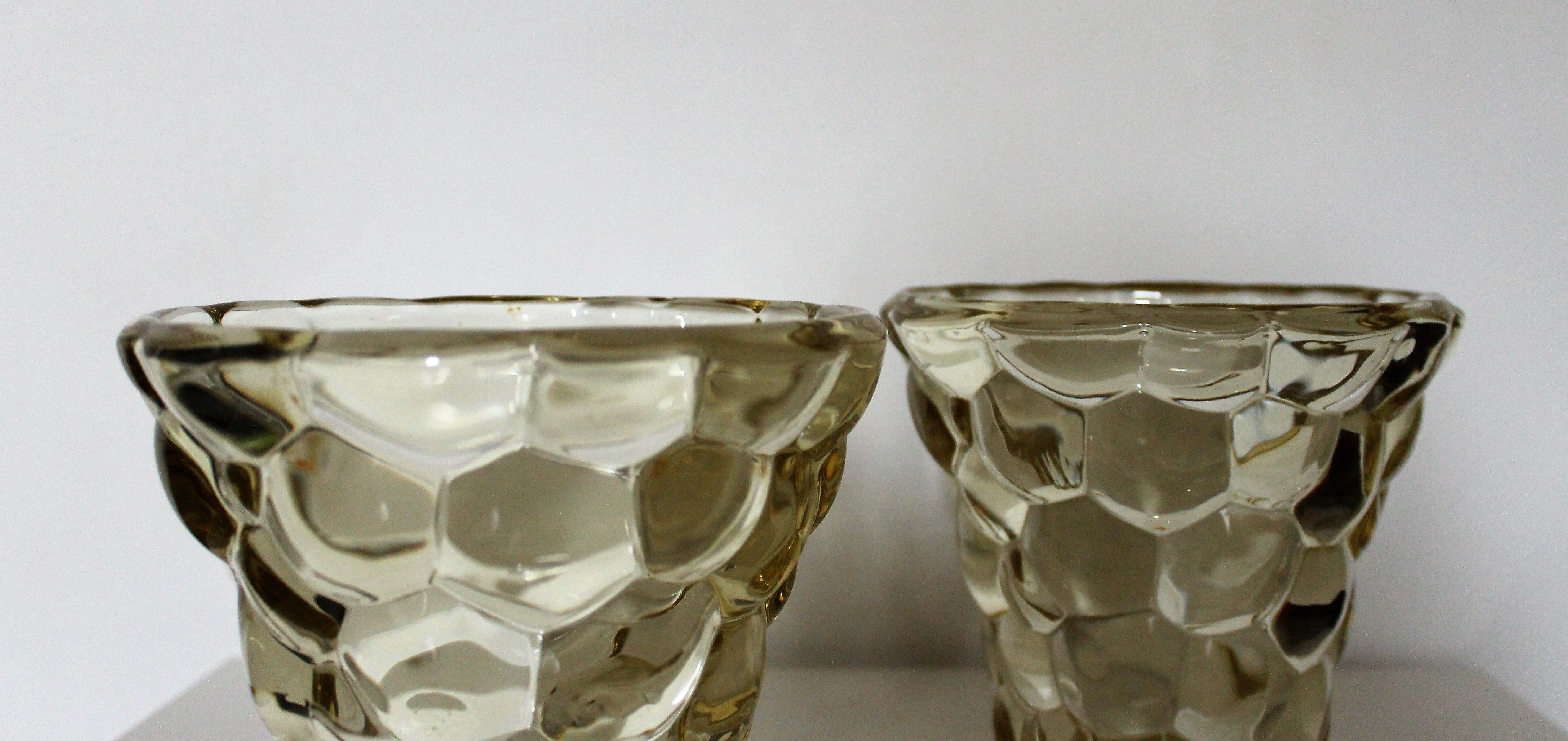 Pierre d'Avesn (1901 - 1990) pair of art deco "honeycomb" vase