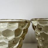 Pierre d'Avesn (1901 - 1990) pair of art deco "honeycomb" vase