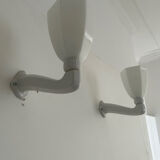 Pair of vintage art deco wall lamp, porcelain and opaline, France 1930