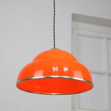 Space-age italian orange plexiglass pendant lamp