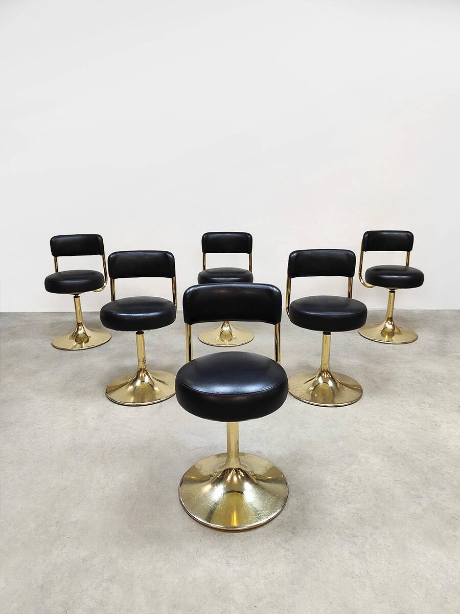 Vintage Swedish design brass low stools Borje Johanson