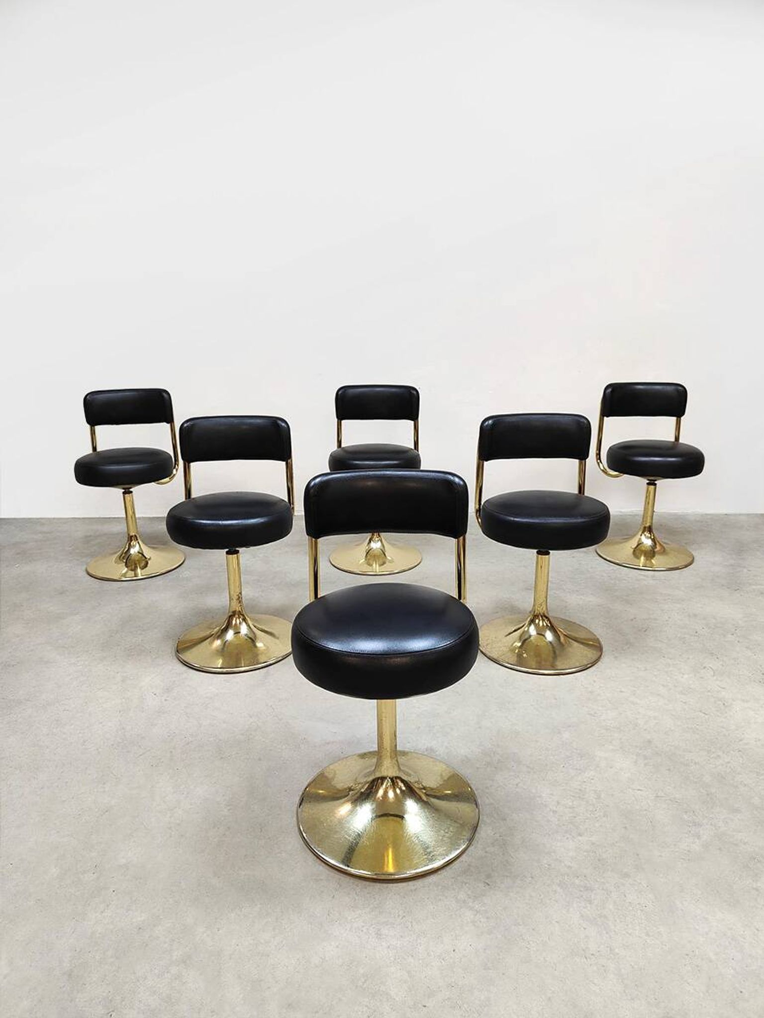 Vintage Swedish design brass low stools Borje Johanson
