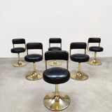 Vintage Swedish design brass low stools Borje Johanson