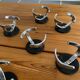 7 vintage steel patères 50s
