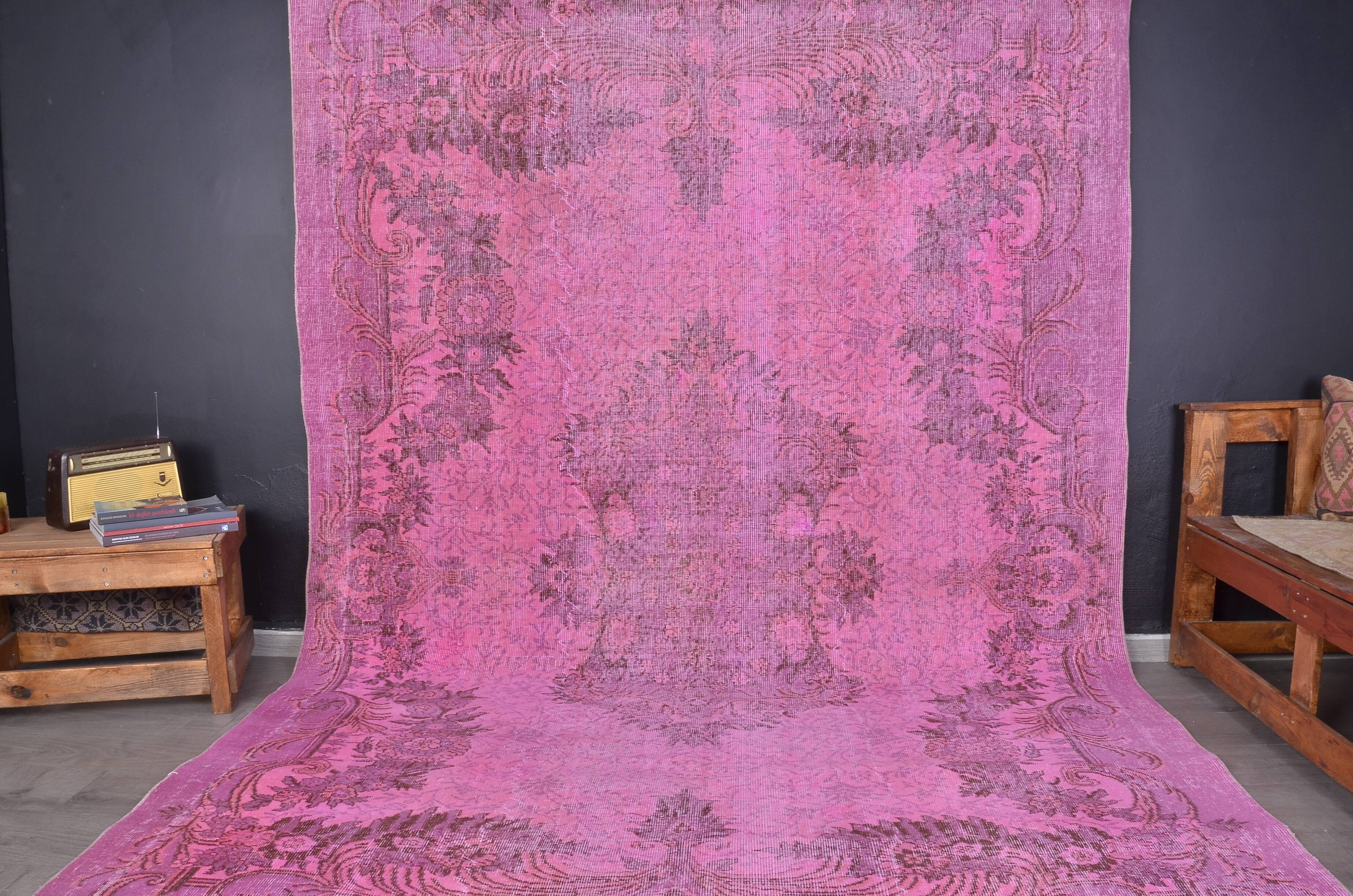 Pink Handknotted Floral Rug sku2356