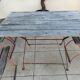 Table and 4 Bistro Guinguette chairs, antique circa 1900.