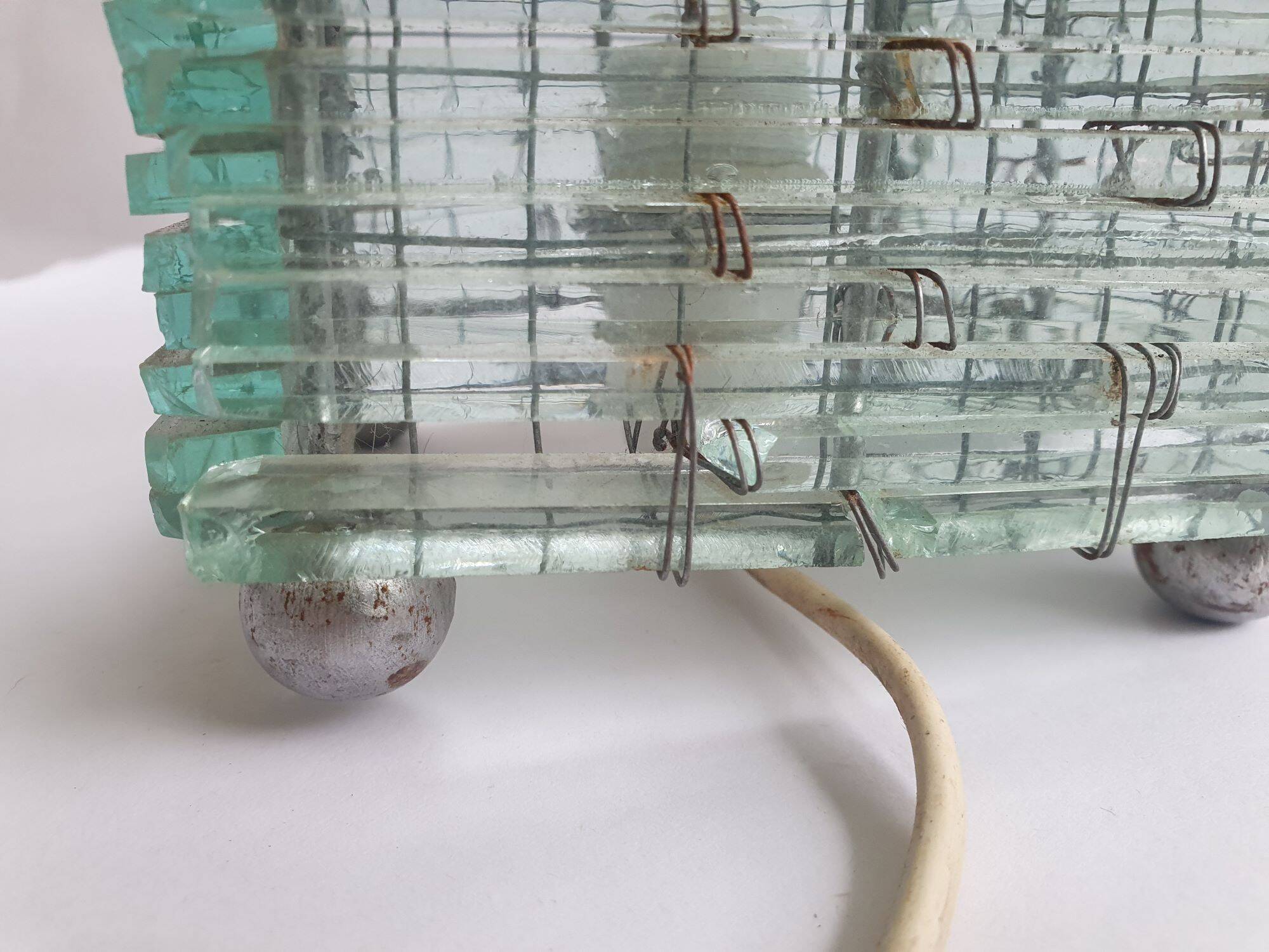 Pair of 80s glass slat lamps