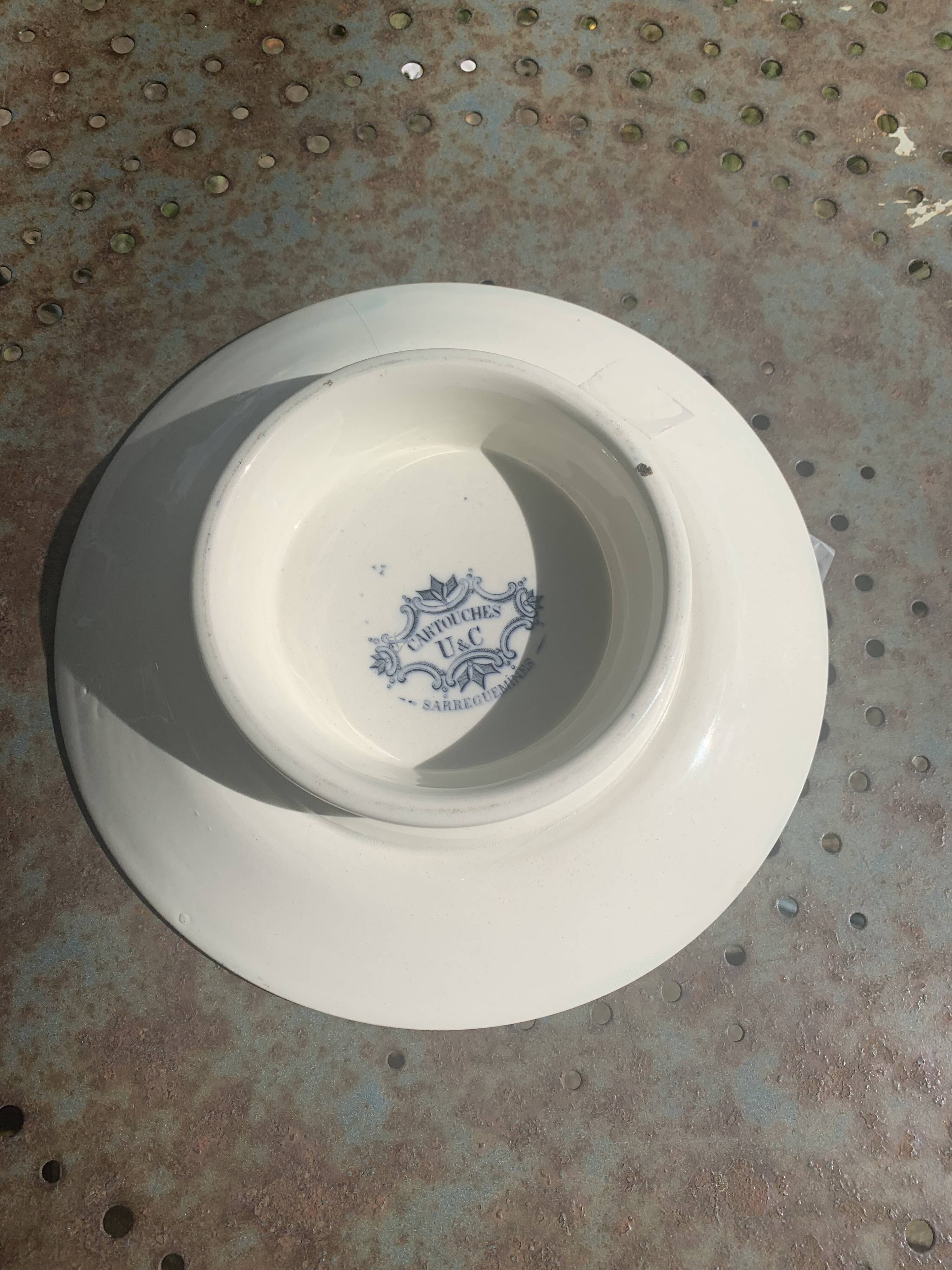 Compotier in earthenware, cartridge model, sarreguemines, u & c, made in france, art deco