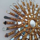 Golden wooden sun mirror 30cm