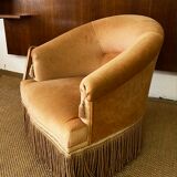 Yellow velvet toad armchair