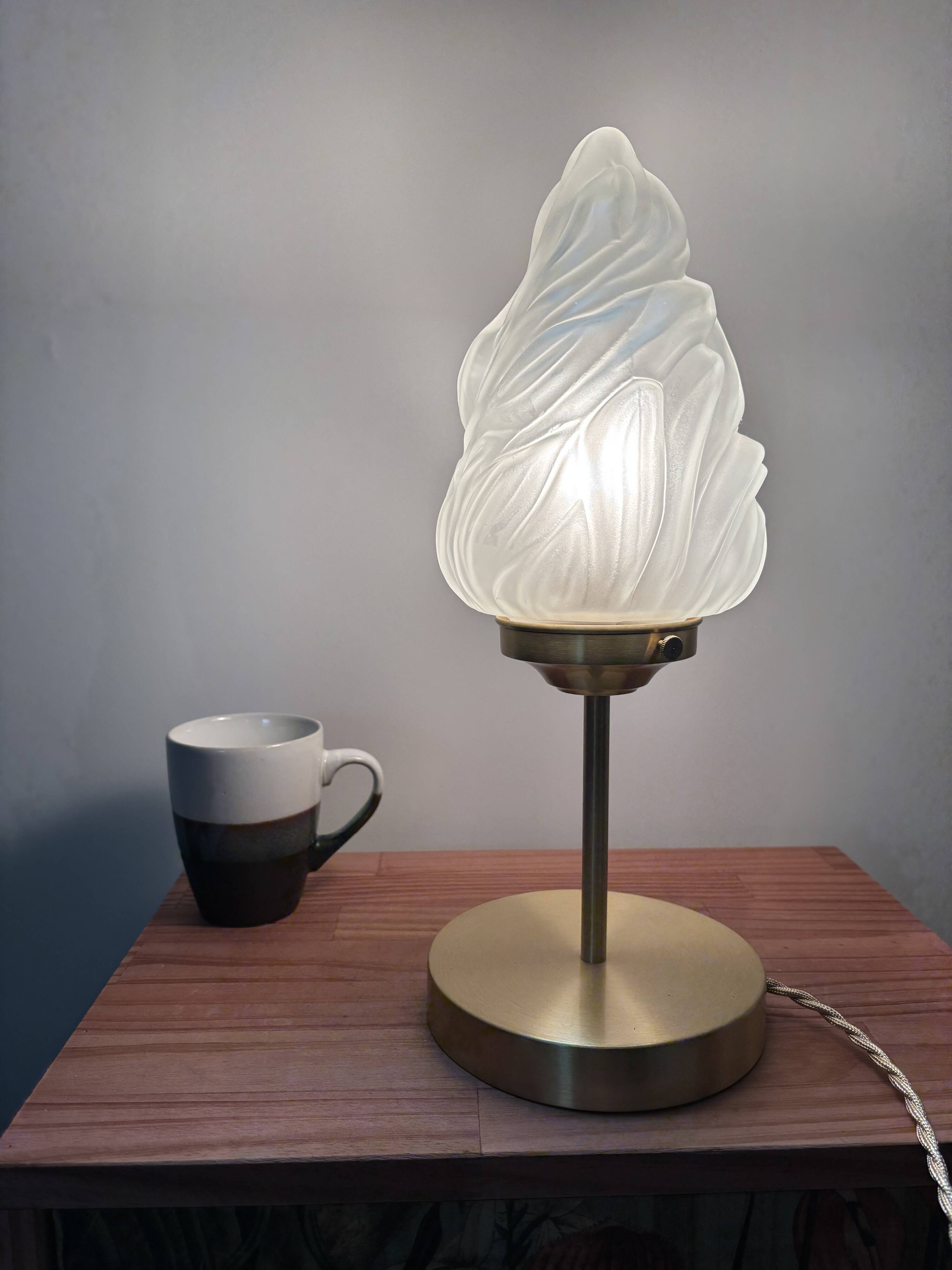 Art Deco flame glass globe lamp